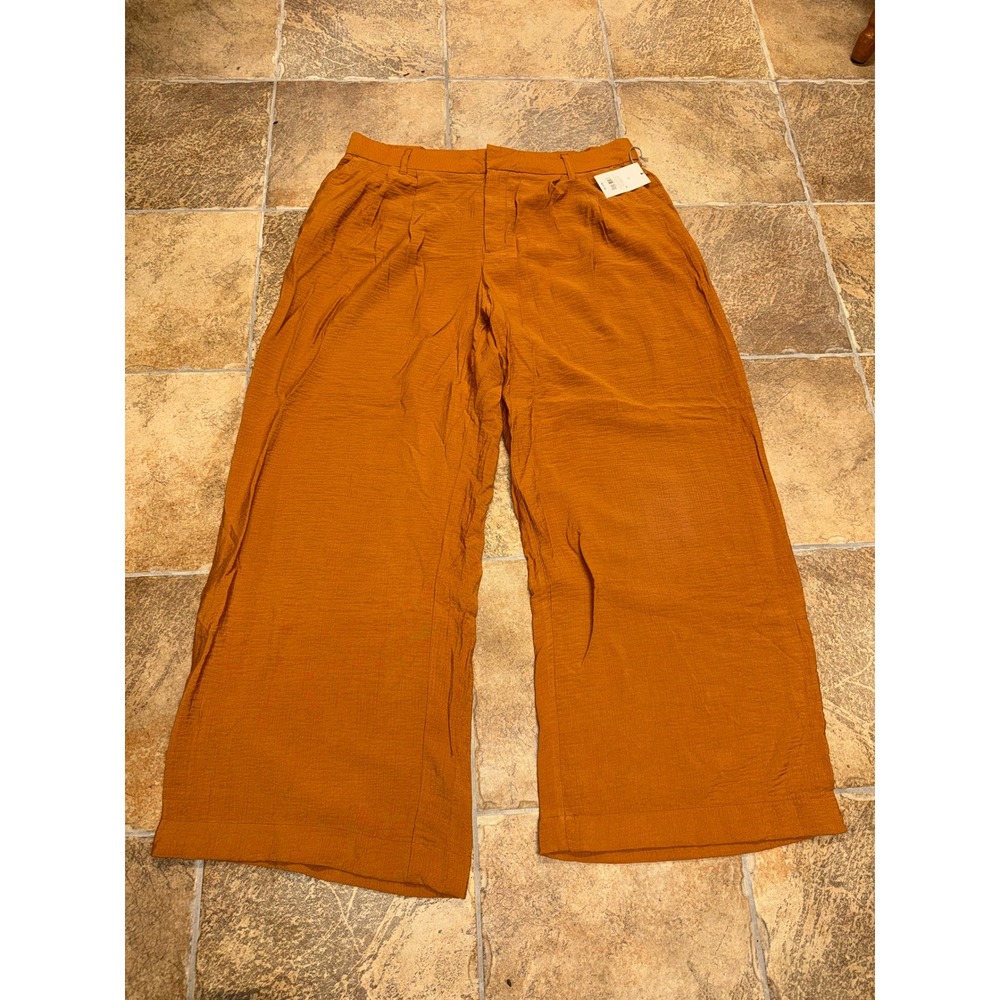 A New Day Burnt Orange Wide Leg Textured Trousers Size 17 NWT
